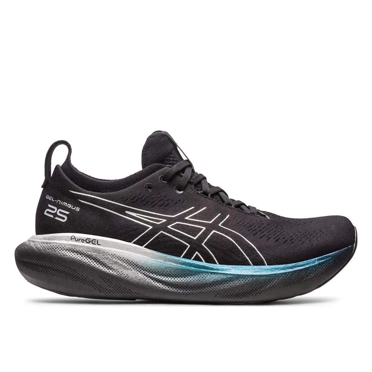 Asics Gel Nimbus 25 Platinum Men Black Silver ג'ל נימבוס 25 פלטינום גבר