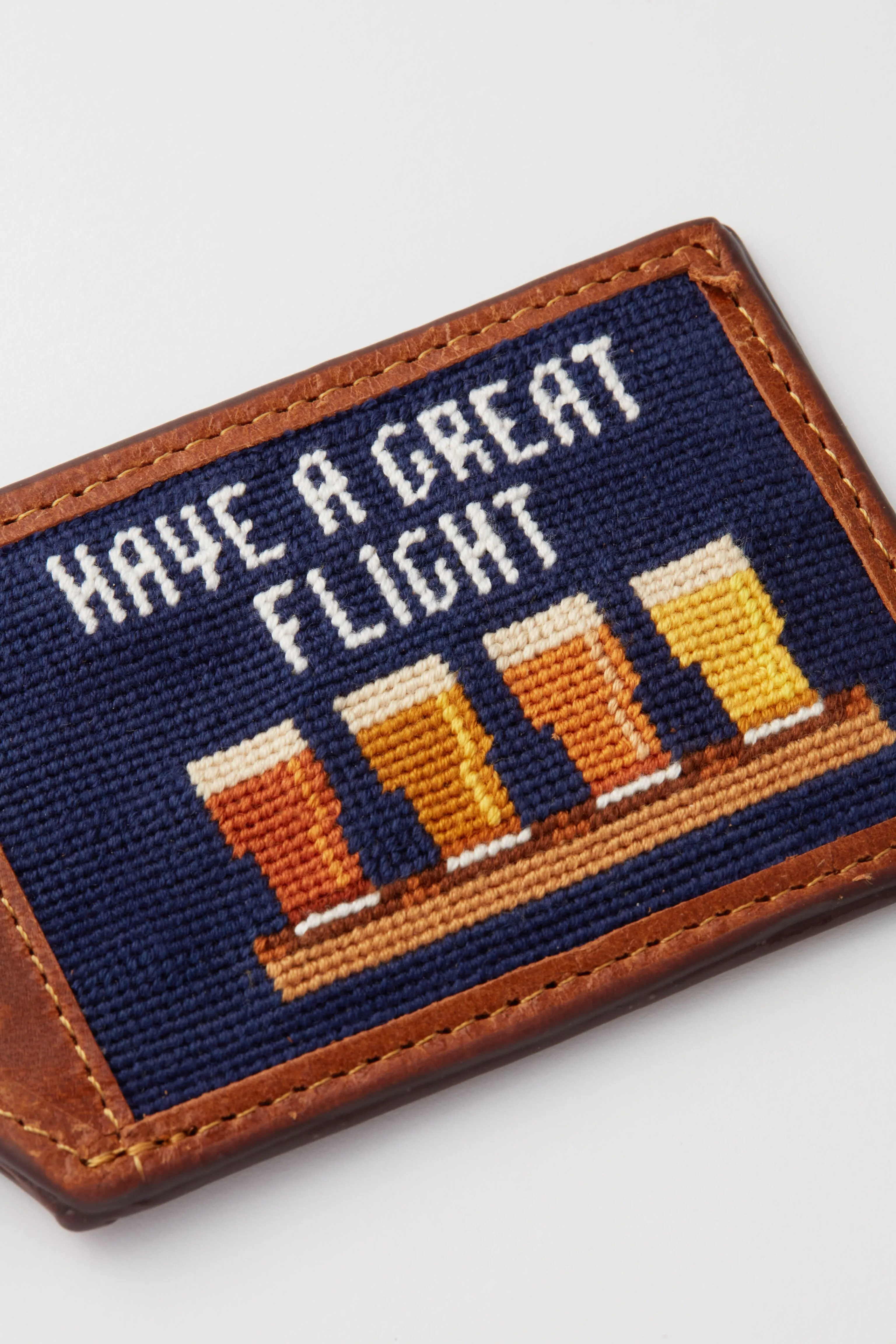 Beer Flight Needlepoint Luggage Tag