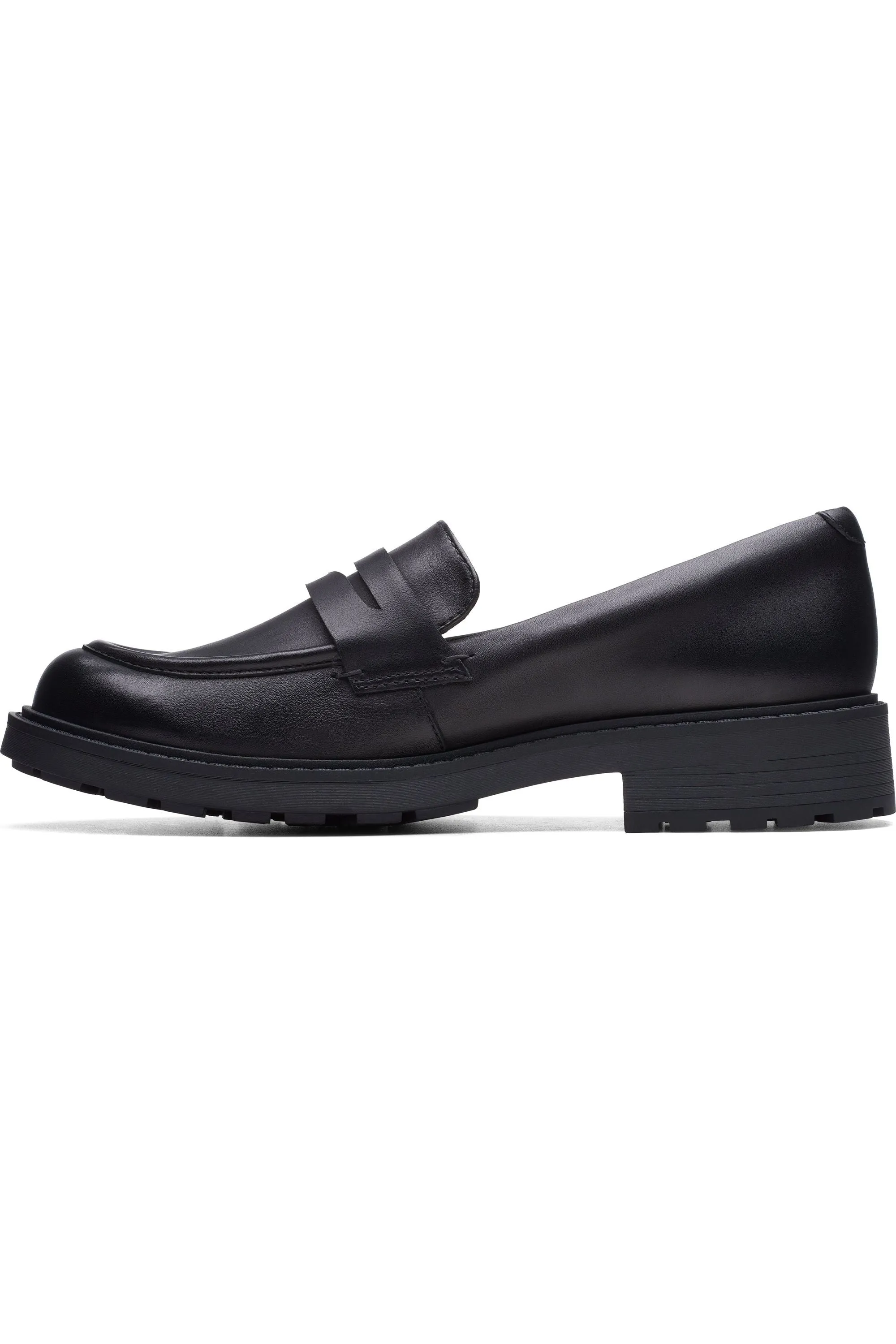 Clarks Orinoco2 Penny in Black Leather wide fitting