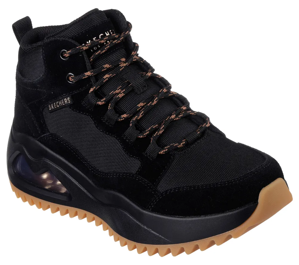 Ghete dama, sport, SKECHERS UNO PEAKS - STREET HIKES, 177550-BBK, negru, piele ecologica si textil