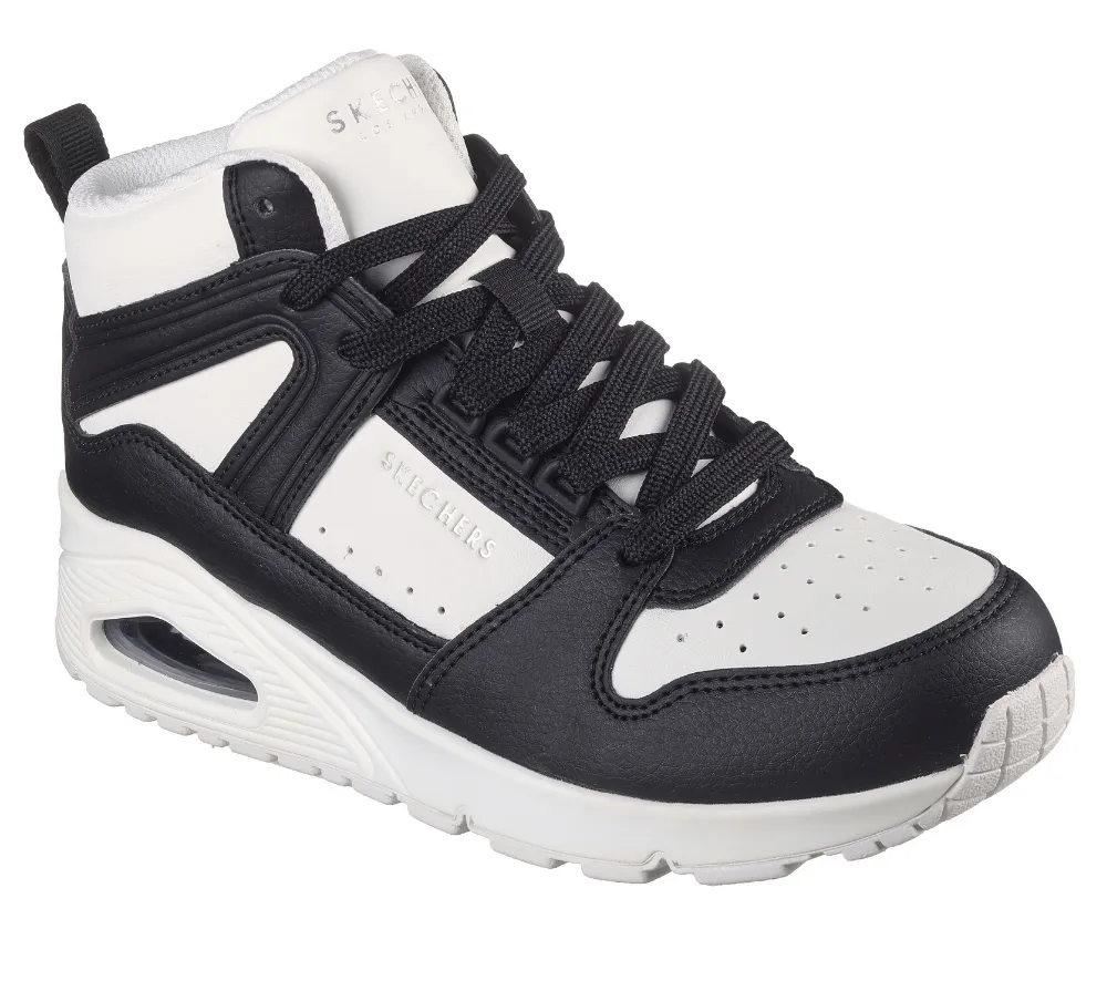 Ghete sport, SKECHERS UNO HIGH REGARDS, 177099-WBK, negru, piele ecologica