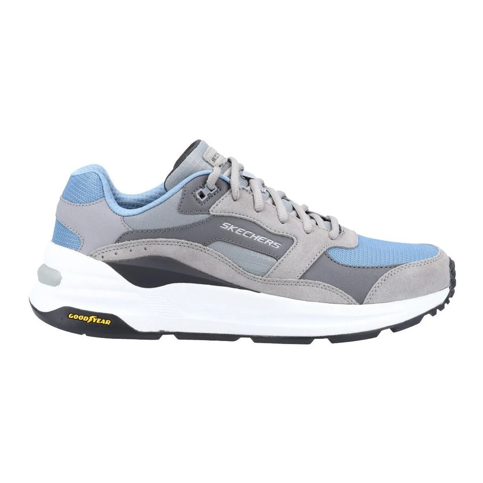 Men's Wide Fit Skechers 237200 Global Jogger Sneakers - Grey/Blue